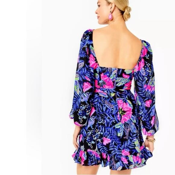 Lilly Pulitzer Lila Long Sleeve Dress in Onyx Earned Stripes - Picture 3 of 4